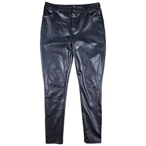 ModCloth Faux Leather Pants Womens 8 Black Slim Mid Rise Lined Biker Rock‎ Edgy